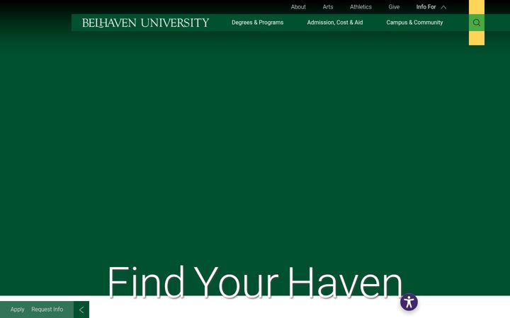 Screenshot of belhaven.edu