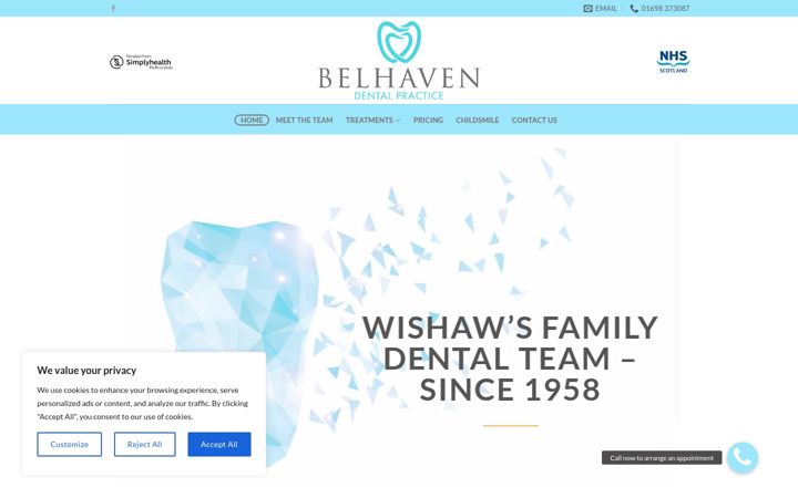 Screenshot of belhavendentalpractice.co.uk