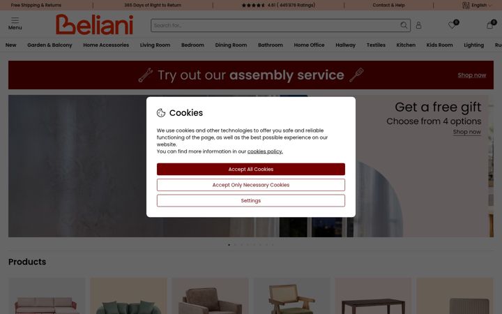 Screenshot of beliani.ch