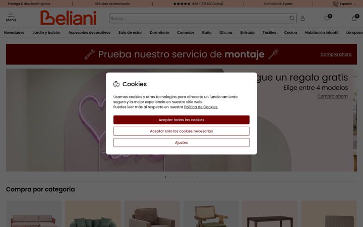 Screenshot of beliani.es