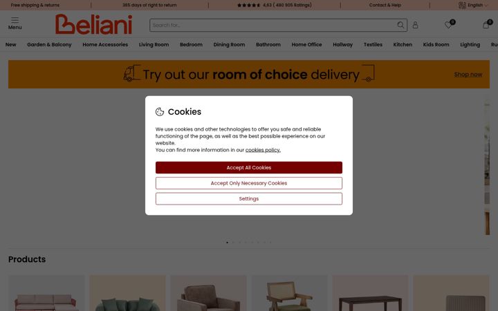 Screenshot of beliani.fr