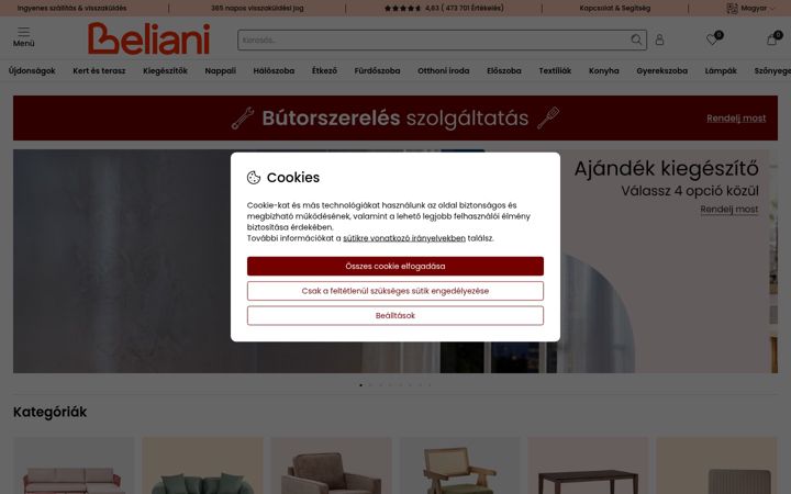 Screenshot of beliani.hu