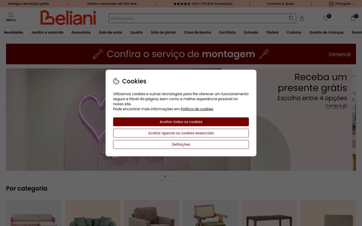 Screenshot of beliani.pt