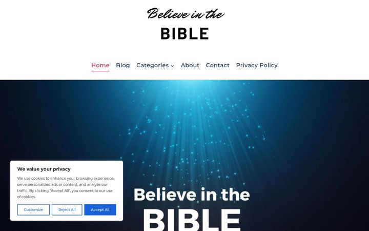 Screenshot of believeinthebible.com