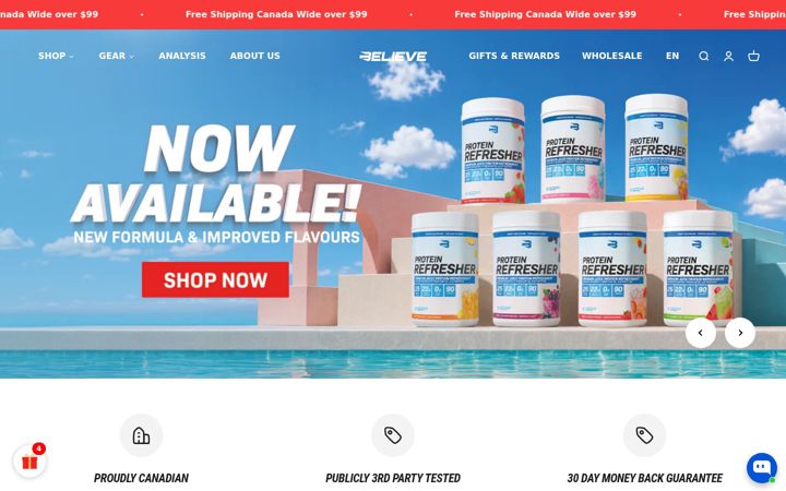 Screenshot of believesupplements.ca