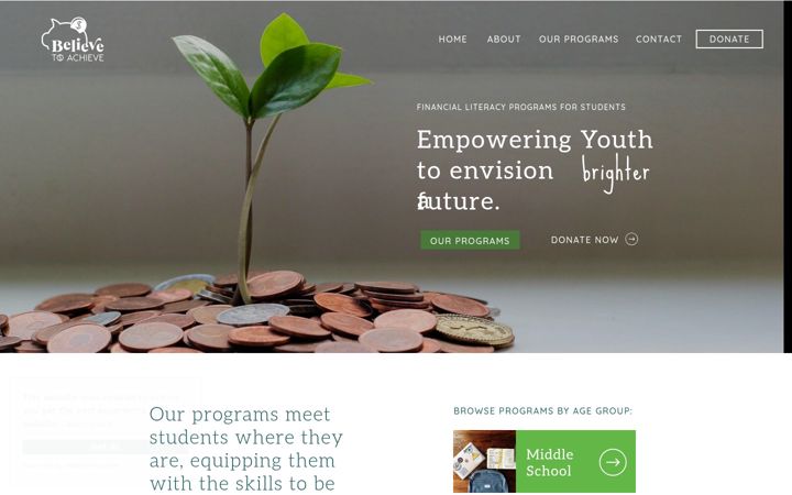 Screenshot of believetoachieveinc.org