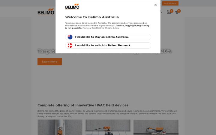 Snímek obrazovky belimo.com.au