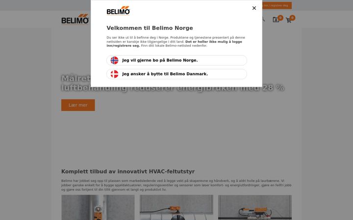 Screenshot of belimo.no