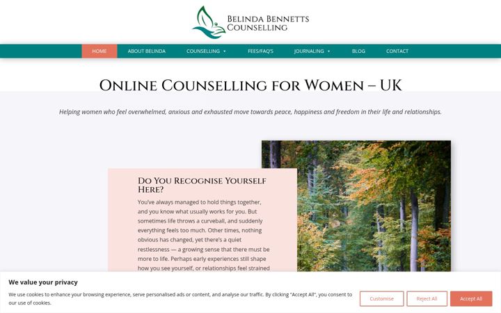 Screenshot of belindabennetts.co.uk