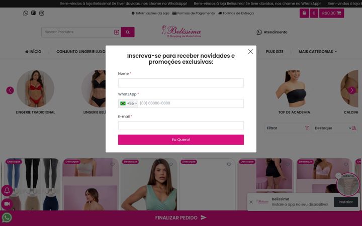 Screenshot of belissimaatacado.com.br