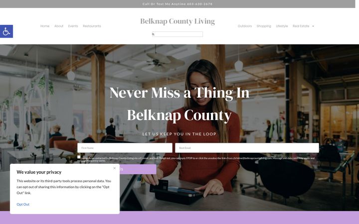 Screenshot of belknapcountyliving.com