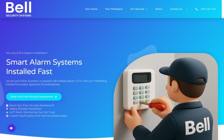 Screenshot von bell-security.co.uk