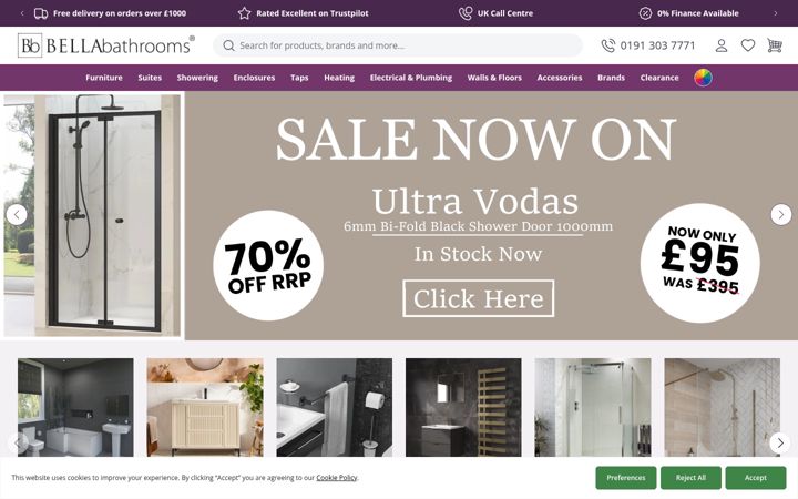 Screenshot of bellabathrooms.co.uk