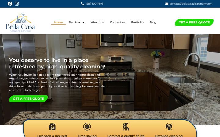 Screenshot of bellacasacleaningny.com