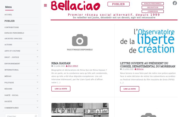 Screenshot of bellaciao.org