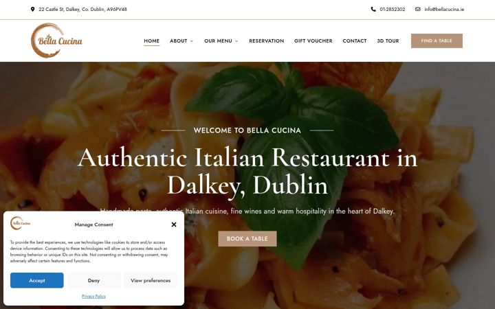 Screenshot of bellacucina.ie