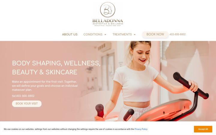 Screenshot of belladonnabeauty.ca