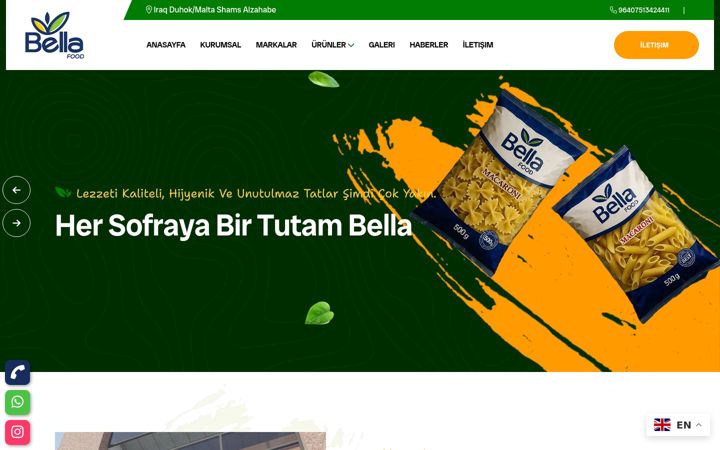 Screenshot of bellafood.com.tr