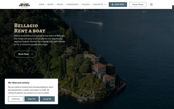 Screenshot of bellagiorentaboat.com