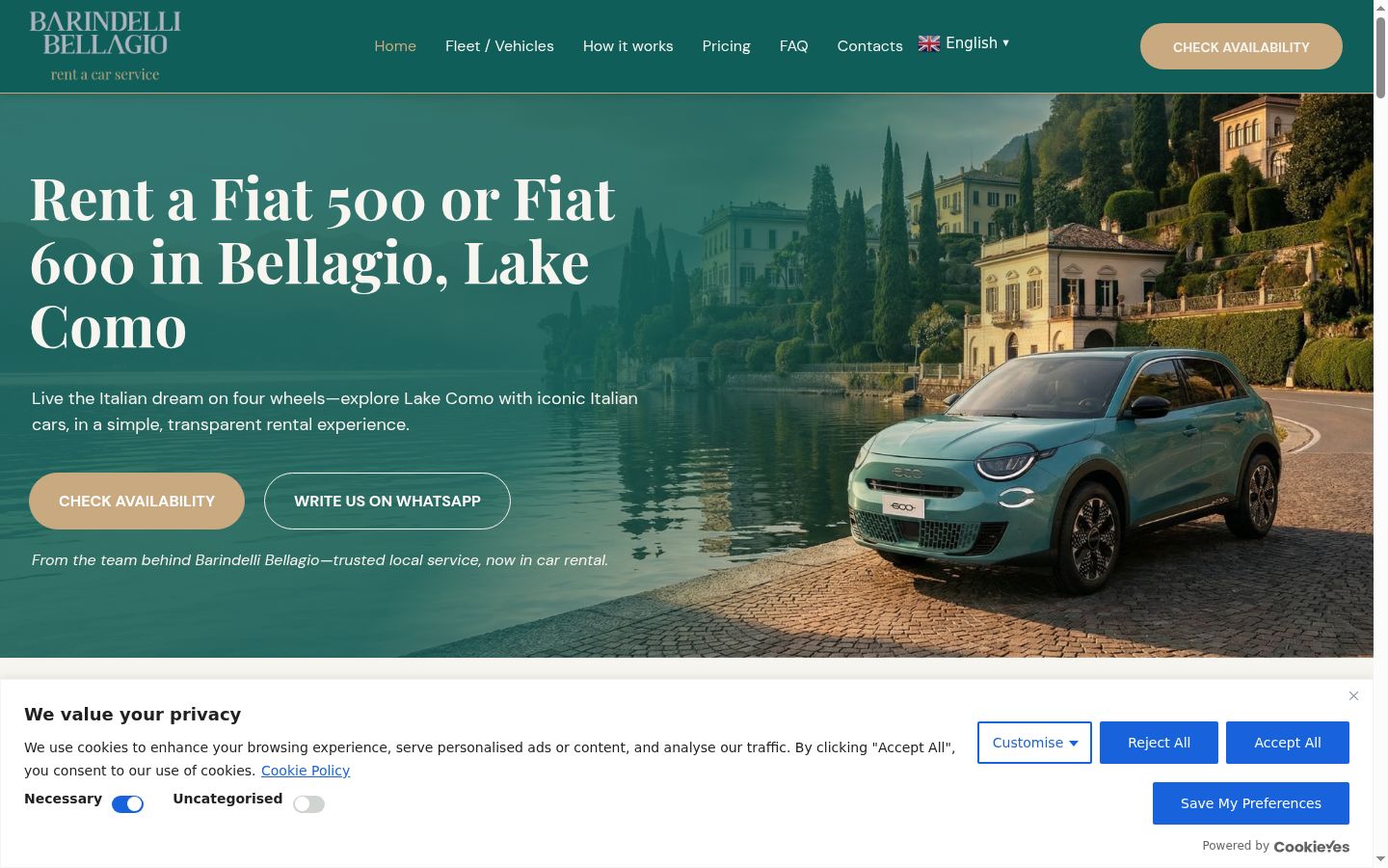 Screenshot del banner di consenso mostrato prima di qualsiasi interazione
