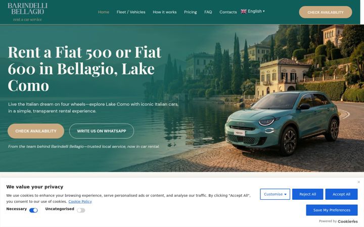 Screenshot of bellagiorentacar.com