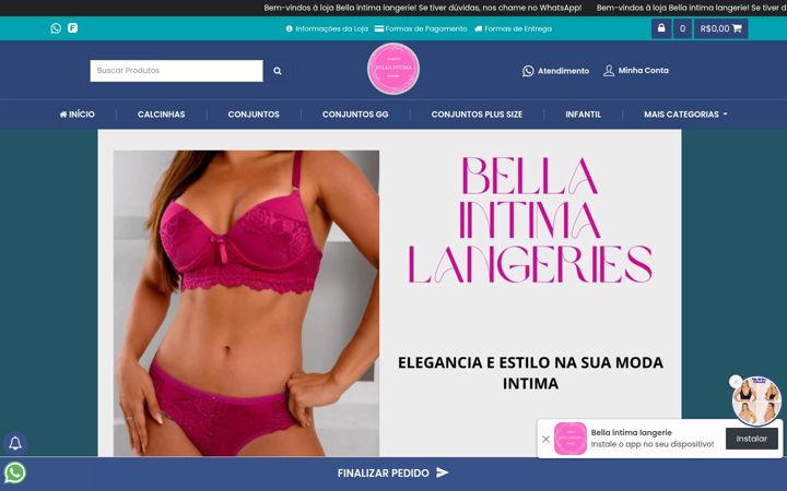 Screenshot of bellaintimalangeries.com.br