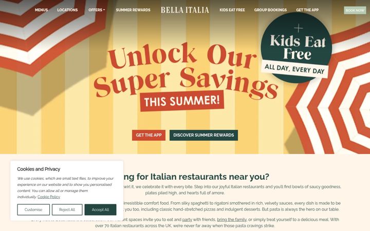 Screenshot of bellaitalia.co.uk