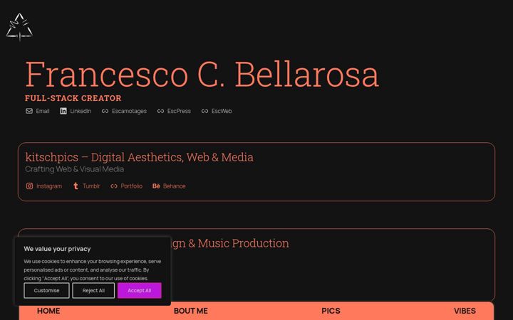 Screenshot of bellarosa.me