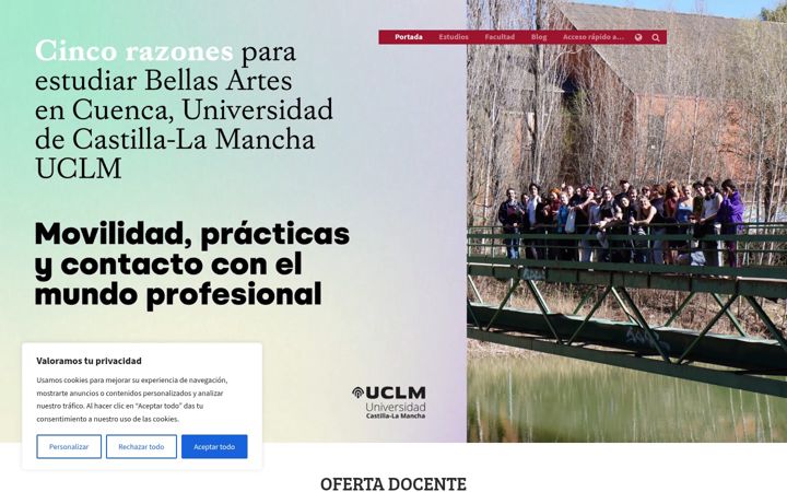 Screenshot of bellasartesuclm.com