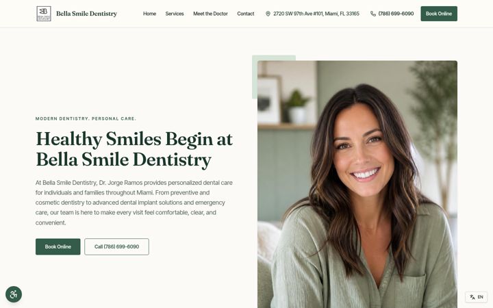 Screenshot of bellasmiledentistry.com