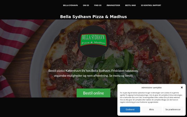 Screenshot of bellasydhavnpizza.dk