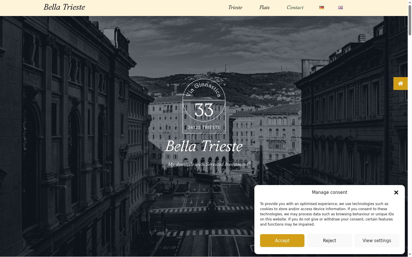 Screenshot del banner di consenso mostrato prima di qualsiasi interazione