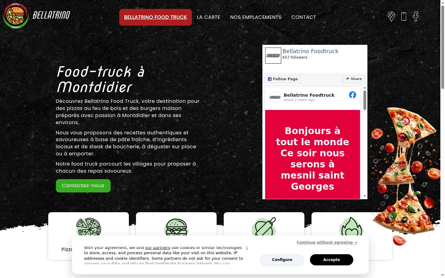 Capture d'écran de la bannière de consentement affichée avant toute interaction