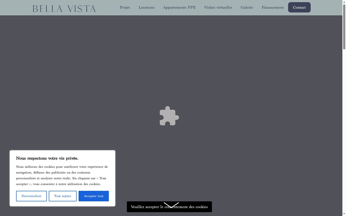 Screenshot del banner di consenso mostrato prima di qualsiasi interazione