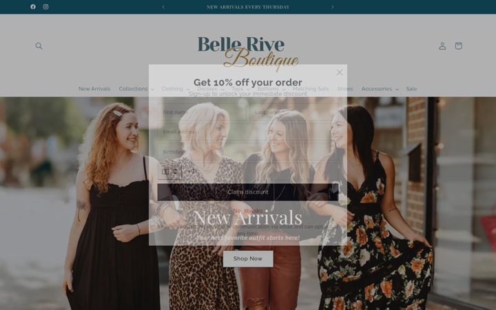 Screenshot of belleriveboutique.com