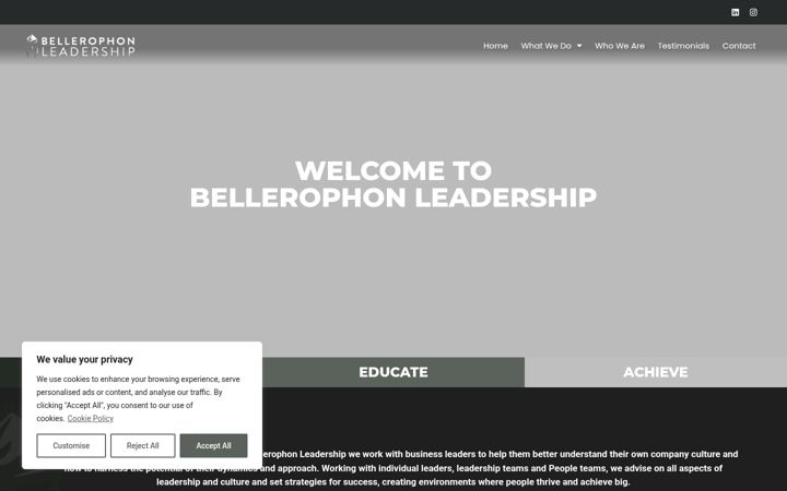 Screenshot of bellerophonleadership.com