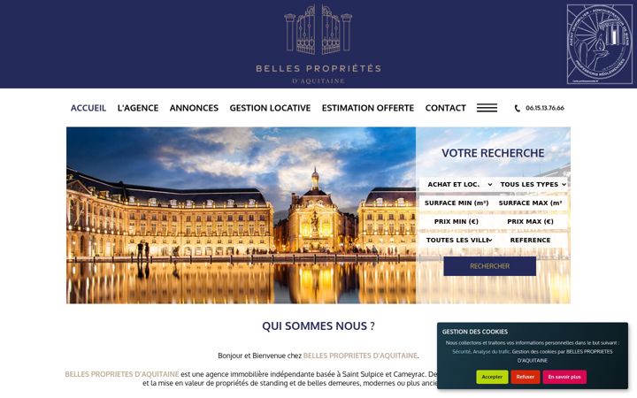 Screenshot of bellesproprietesdaquitaine.fr