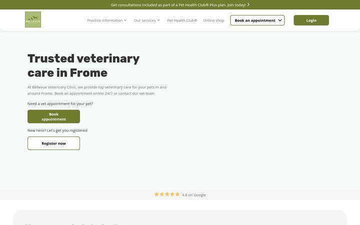 Screenshot of bellevue-vets.co.uk