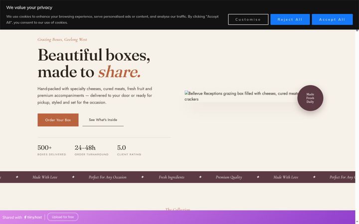 Screenshot of bellevuereceptions.com.au