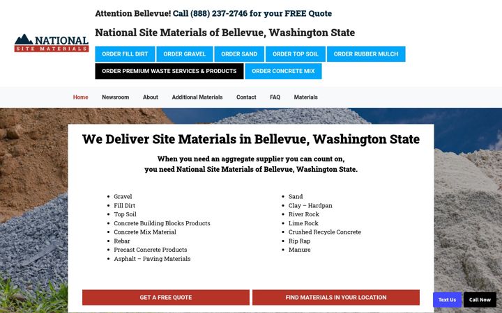Screenshot of bellevuesitematerials.com