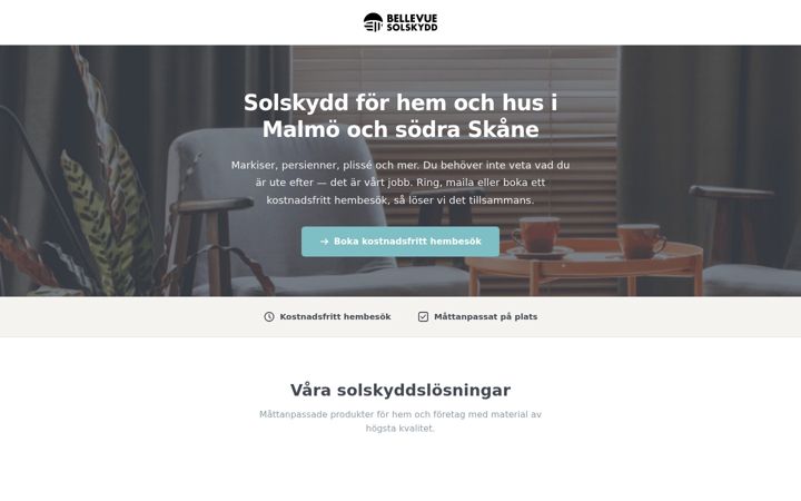 Screenshot of bellevuesolskydd.se