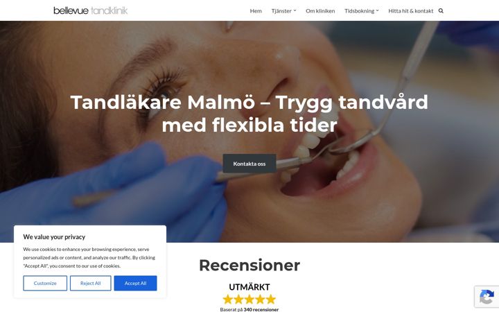 Screenshot of bellevuetandklinik.se