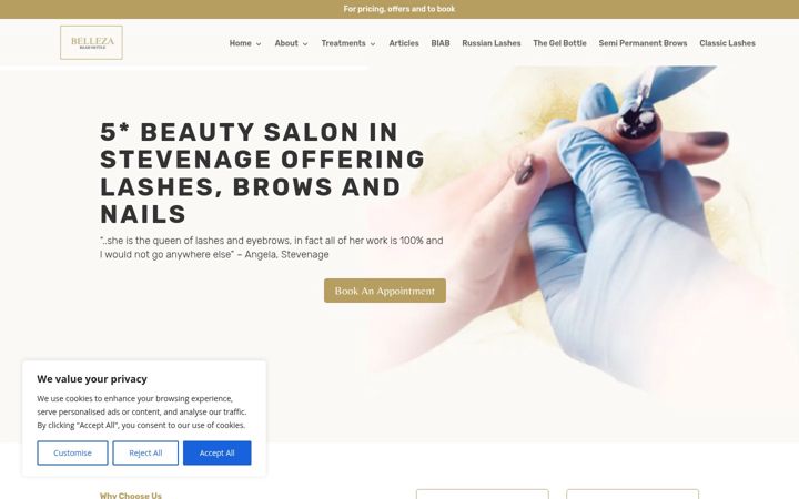 Screenshot of belleza.me.uk