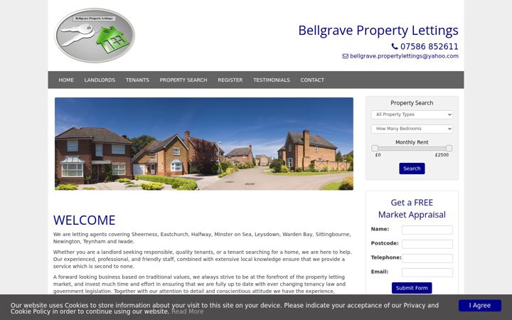 Screenshot of bellgravepropertylettings.co.uk