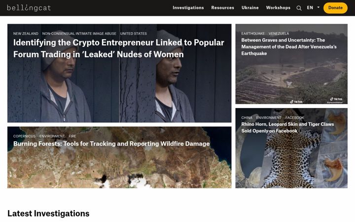 Skjermbilde av bellingcat.com