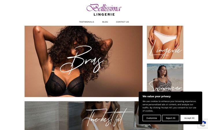 Screenshot of bellissimalingerie.co.uk