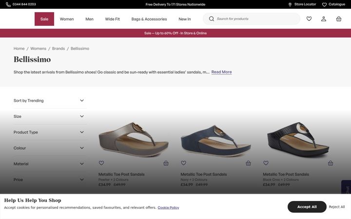 Screenshot of bellissimo-shoes.co.uk
