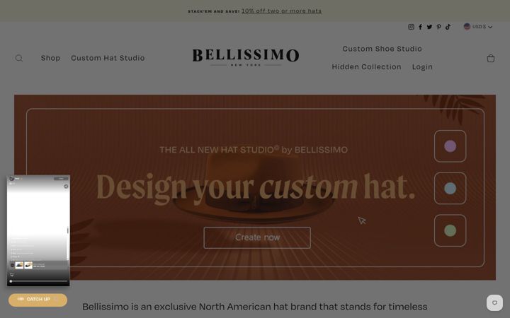 Screenshot of bellissimohats.com