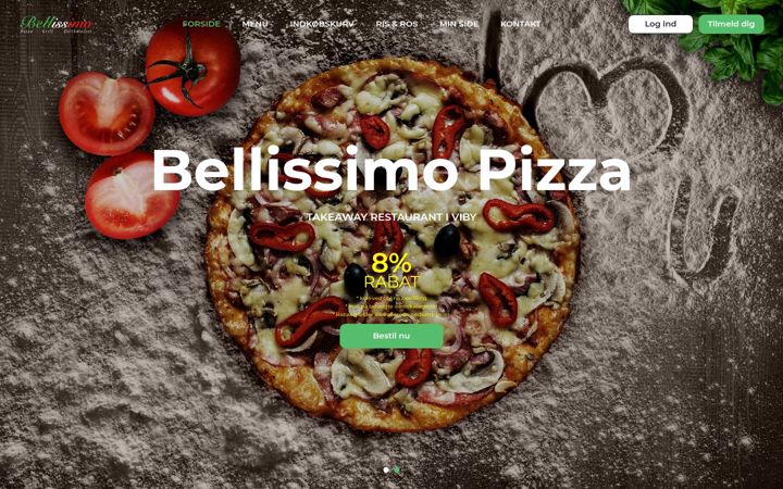 Screenshot of bellissimopizza.dk