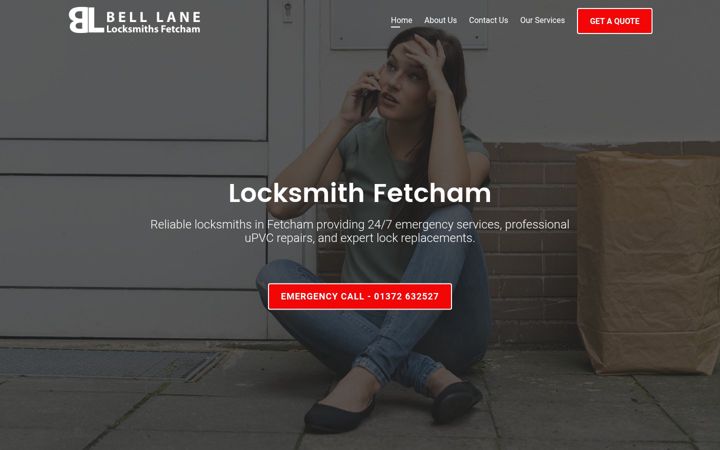 Screenshot of belllanelocksmithsfetcham.co.uk